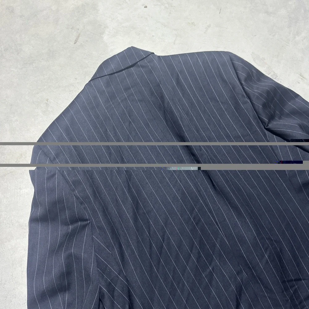 Vintage Burberrys Wool Sport Coat Suit Jacket Charcoal Black Pinstripe Approx XL